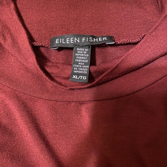 Eileen Fisher Mock Turtleneck Long‎ Sleeve Burgundy/Wine Viscose Spandex Size XL - Picture 5 of 6